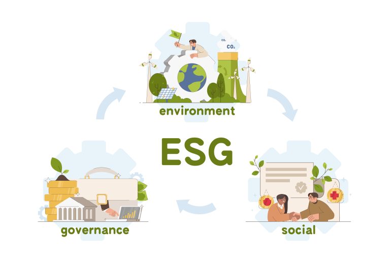 Environment, social and governance flat concept Image description